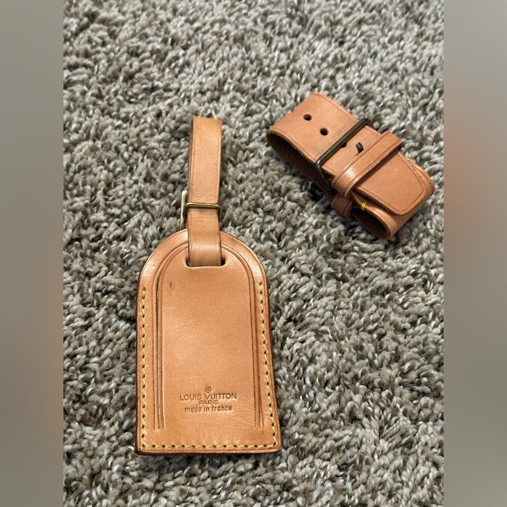 Louis Vuitton Tan Leather Luggage Bag Tag